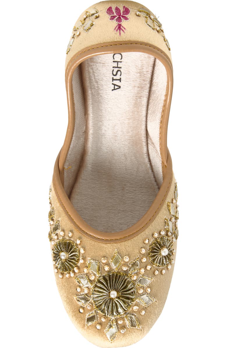 FUCHSIA Whistledown Embroidered Jutti Flat, Alternate, color, Gold