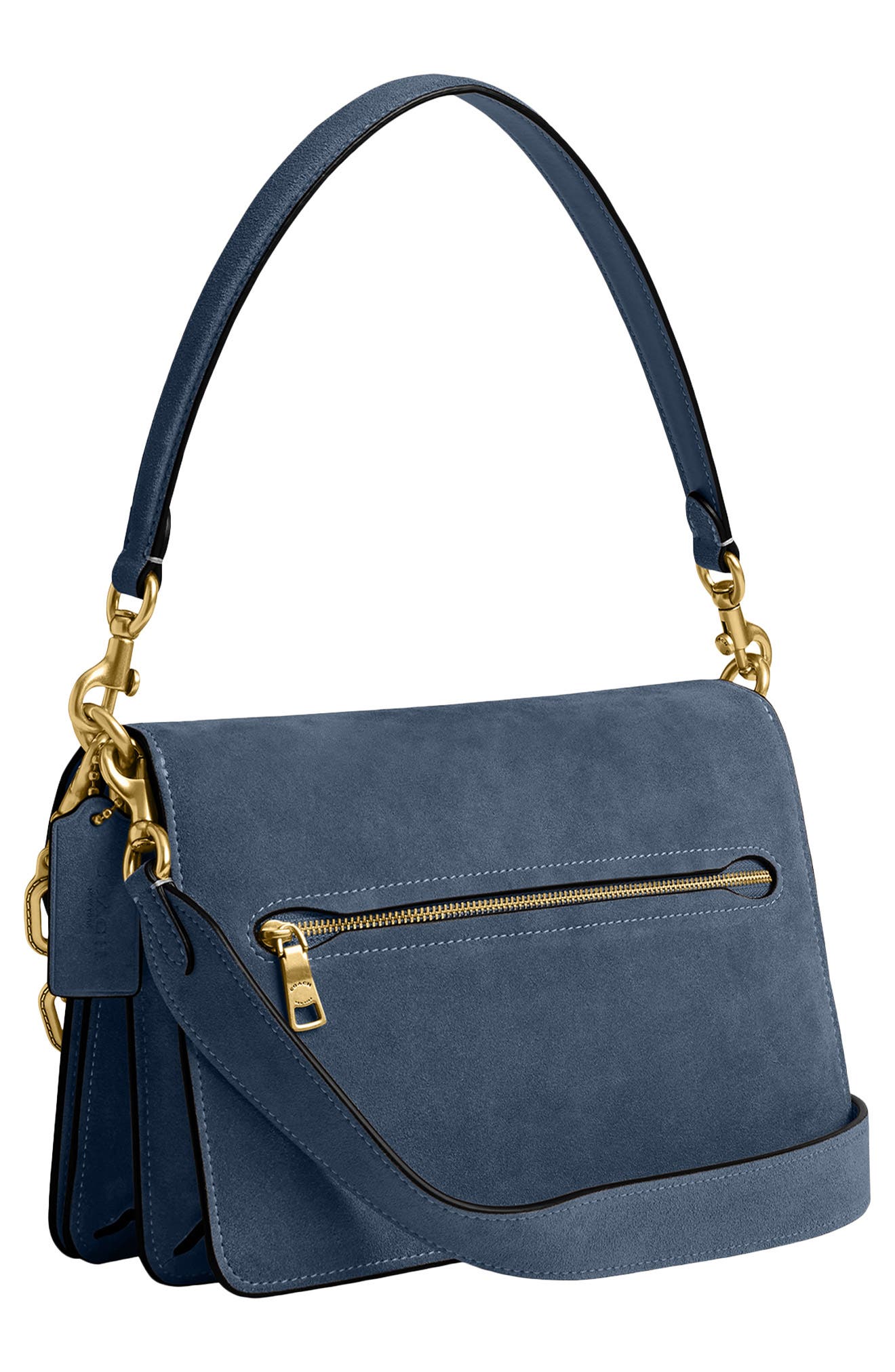 COACH Chain Tabby Suede Shoulder Bag, Alternate, color, Light Denim
