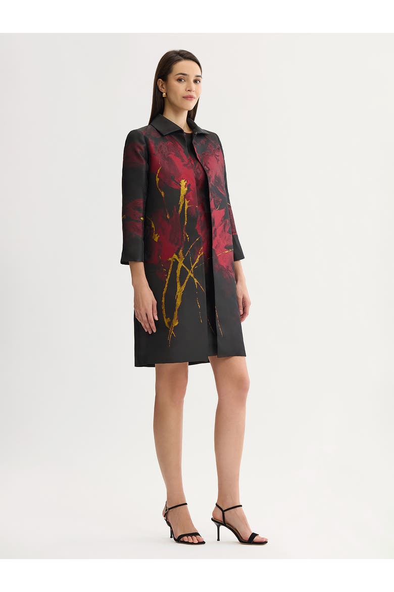 Heritage Lurex Woven Jacquard Topper, Alternate, color, Scarlet Red/Black/Gold Lurex
