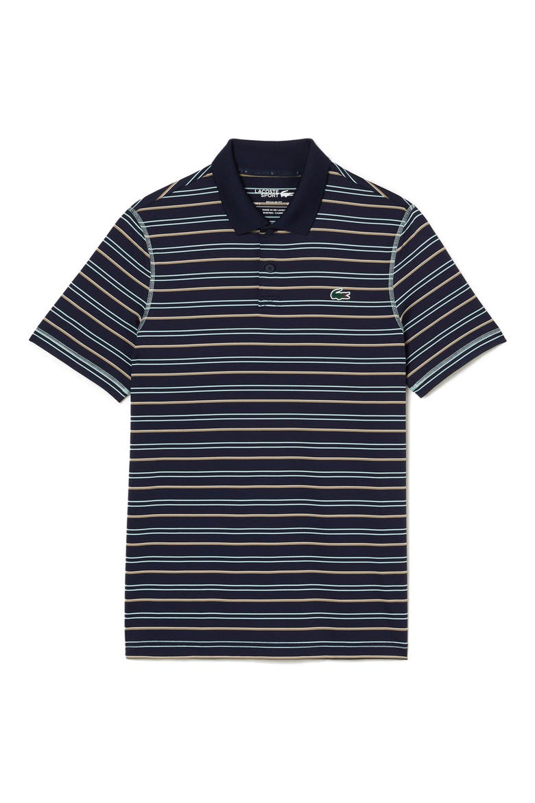 Stripe Stretch Polo Shirt, Main, color, NAVY BLUE/ PASTILLE MINT