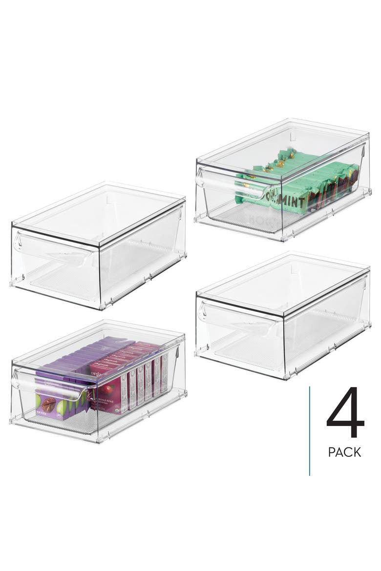 Stackable Kitchen Storage Drawer for Fridge, Pantry, Under-Sink, or Cabinet - Set of 4 - Clear, Alternate, color, Clear