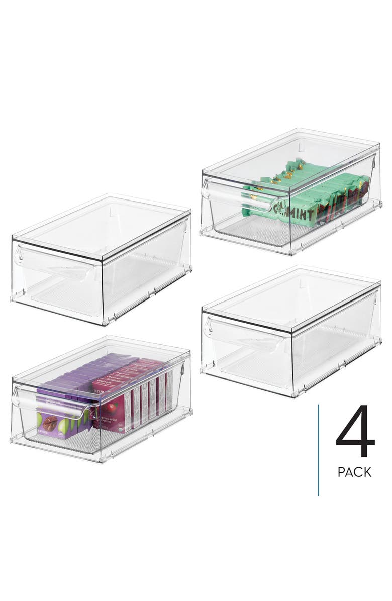 Linus Stackable Kitchen Storage Drawer for Fridge, Pantry, Under-Sink, or Cabinet - Set of 4 - Clear, Alternate, color, Clear