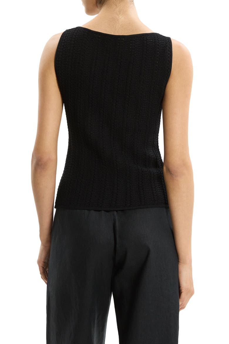Pointelle Rib Knit Boat Neck Tank, Alternate, color, BLACK