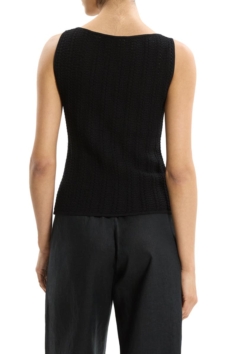 Theory Pointelle Rib Knit Boat Neck Tank, Alternate, color, Black