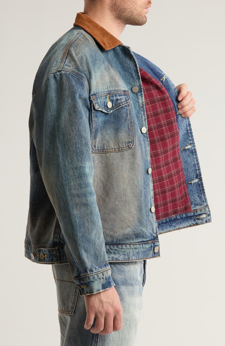 DIET STARTS MONDAY Hanson Corduroy Collar Denim Jacket, Alternate, color, 