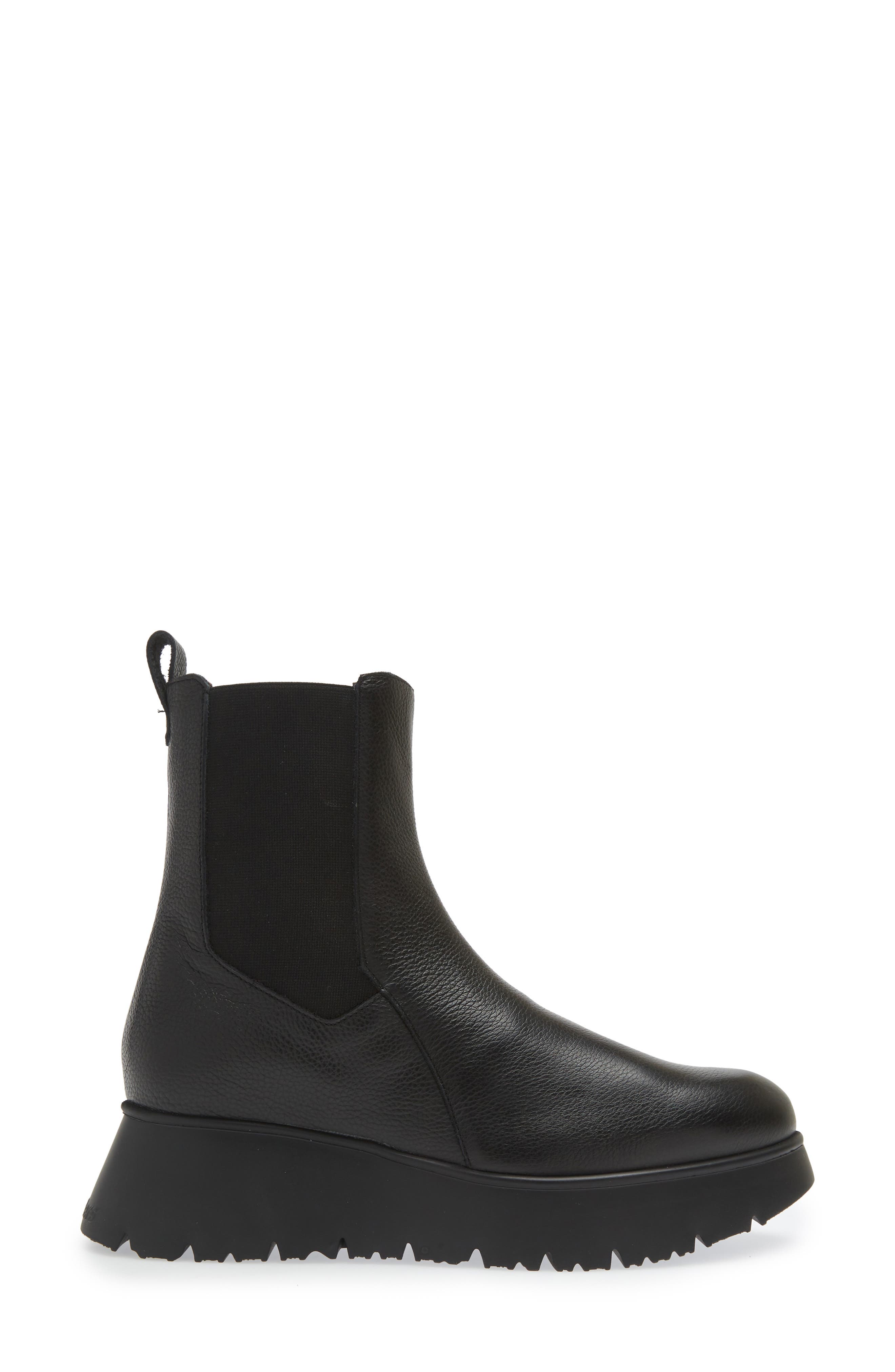 Wonders Platform Chelsea Boot, Alternate, color, Black Tumbled Leather