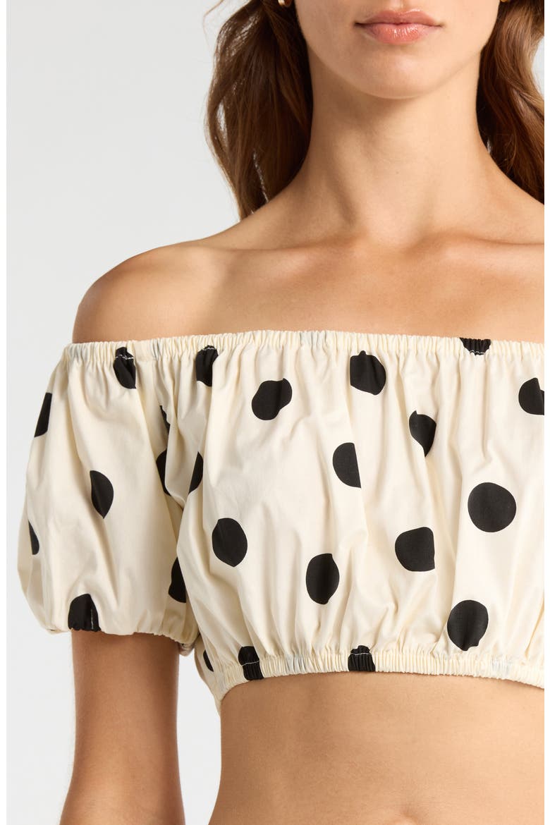 Annie Polka Dot Crop Stretch Cotton Top, Alternate, color, ANT IVORY POLKA DOT