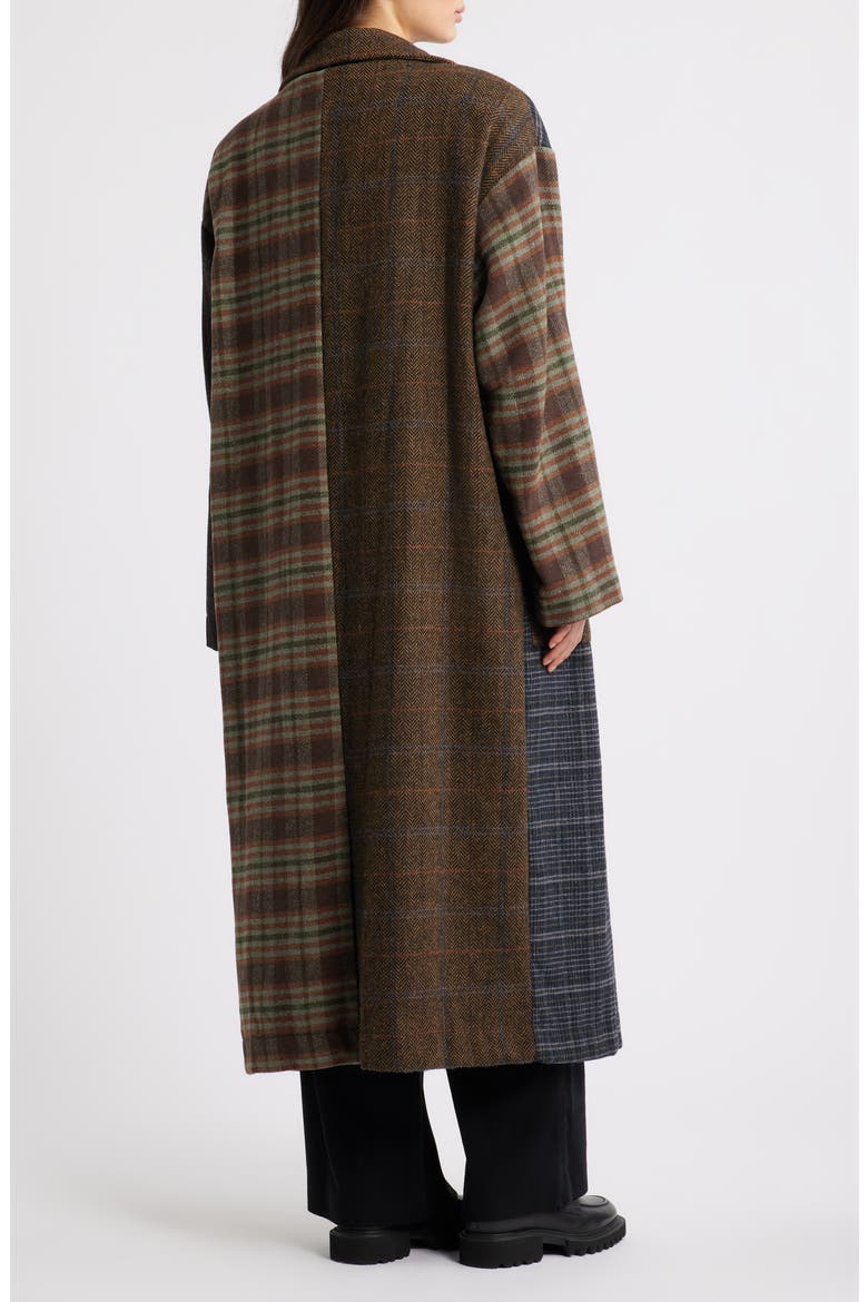 Risk Something Longline Plaid Coat, Alternate, color, GREY