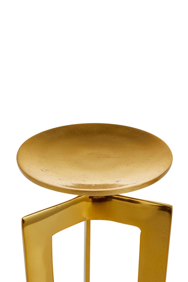 Goldtone Aluminum Pillar Geometric Candle Holder - Set of 2, Alternate, color, GOLD