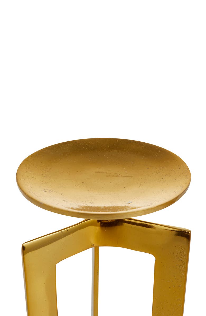 WILLOW ROW Goldtone Aluminum Pillar Geometric Candle Holder - Set of 2, Alternate, color, Gold