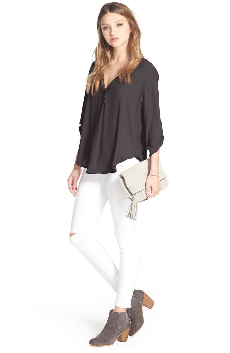 All in Favor V-Neck Crepe Blouse, Alternate, color,