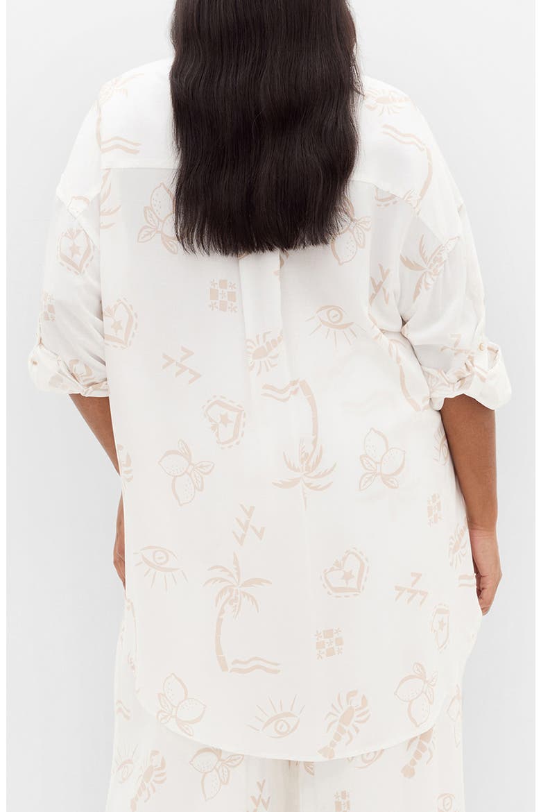 Alessia Print Shirt, Alternate, color, STONE CONVERSATIONAL
