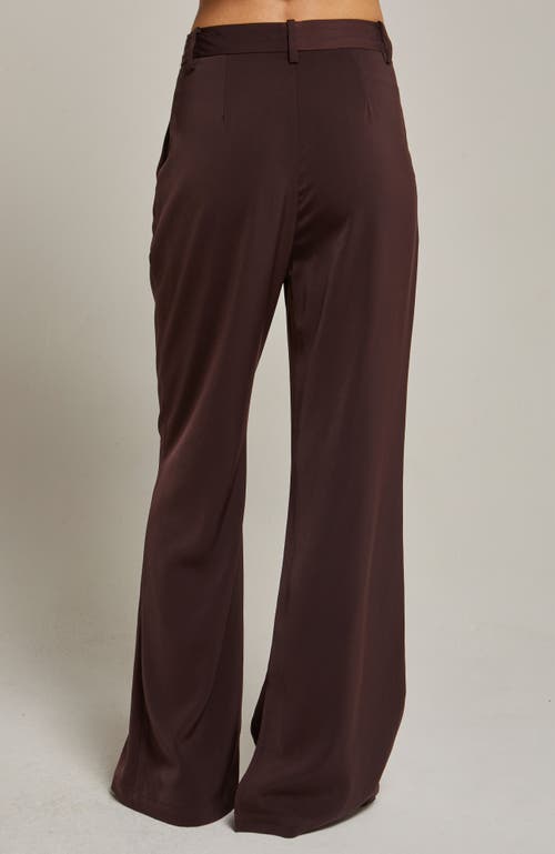 Crescent Silky Wide Leg Trousers In Brown