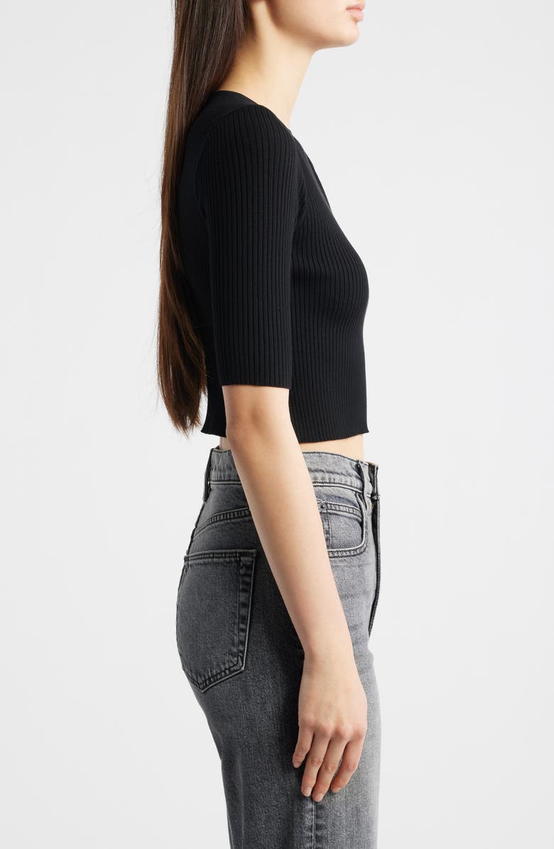 AllSaints Cruz Crop Rib Top, Alternate, color, Black