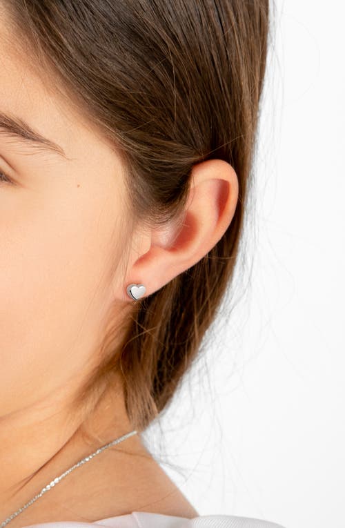 Tiny Blessings 14k Gold Modern Heart Studs Screw Back Earrings In Metallic