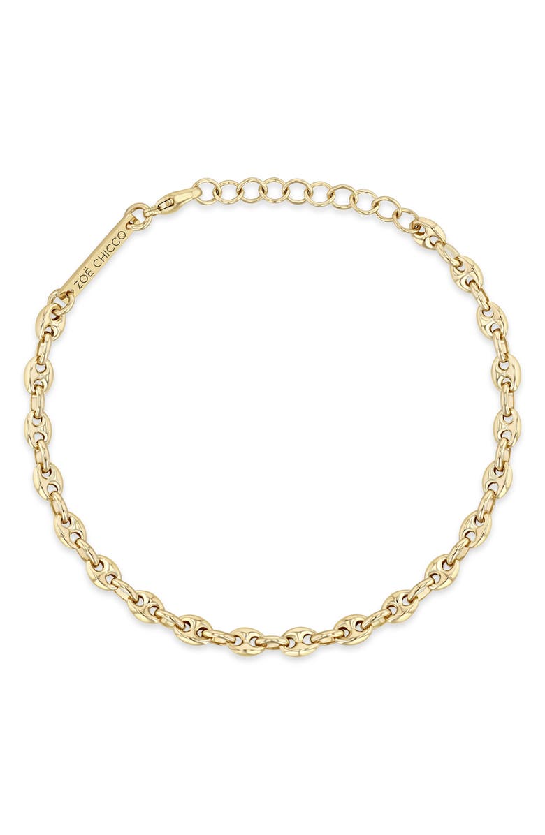 Zoë Chicco Puffed Mariner Chain Bracelet, Main, color, 14K Yellow Gold