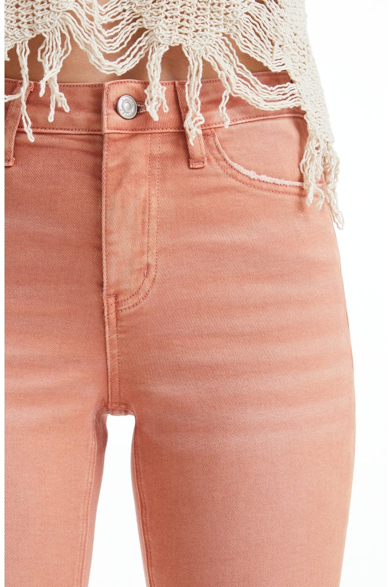 Frayed High Waist Crop Flare Jeans, Alternate, color, SALMON