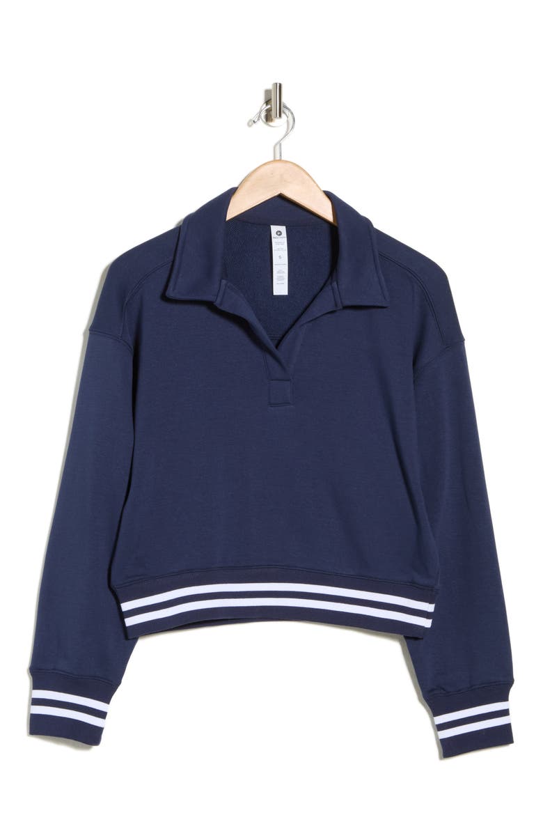 Johnny Collar French Terry Sweatshirt, Alternate, color, NAVAL BLUE-WHITE