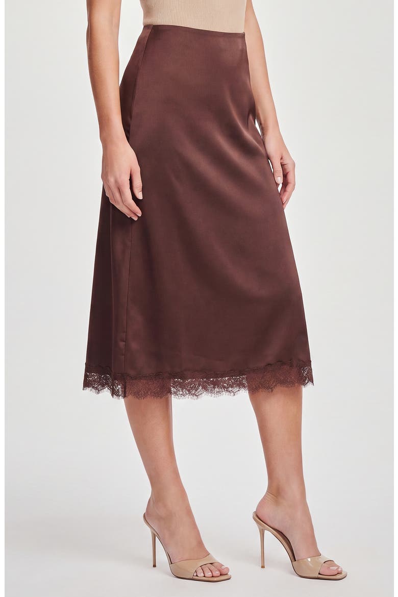 Lace Trim Satin Maxi Skirt, Alternate, color, PUCE