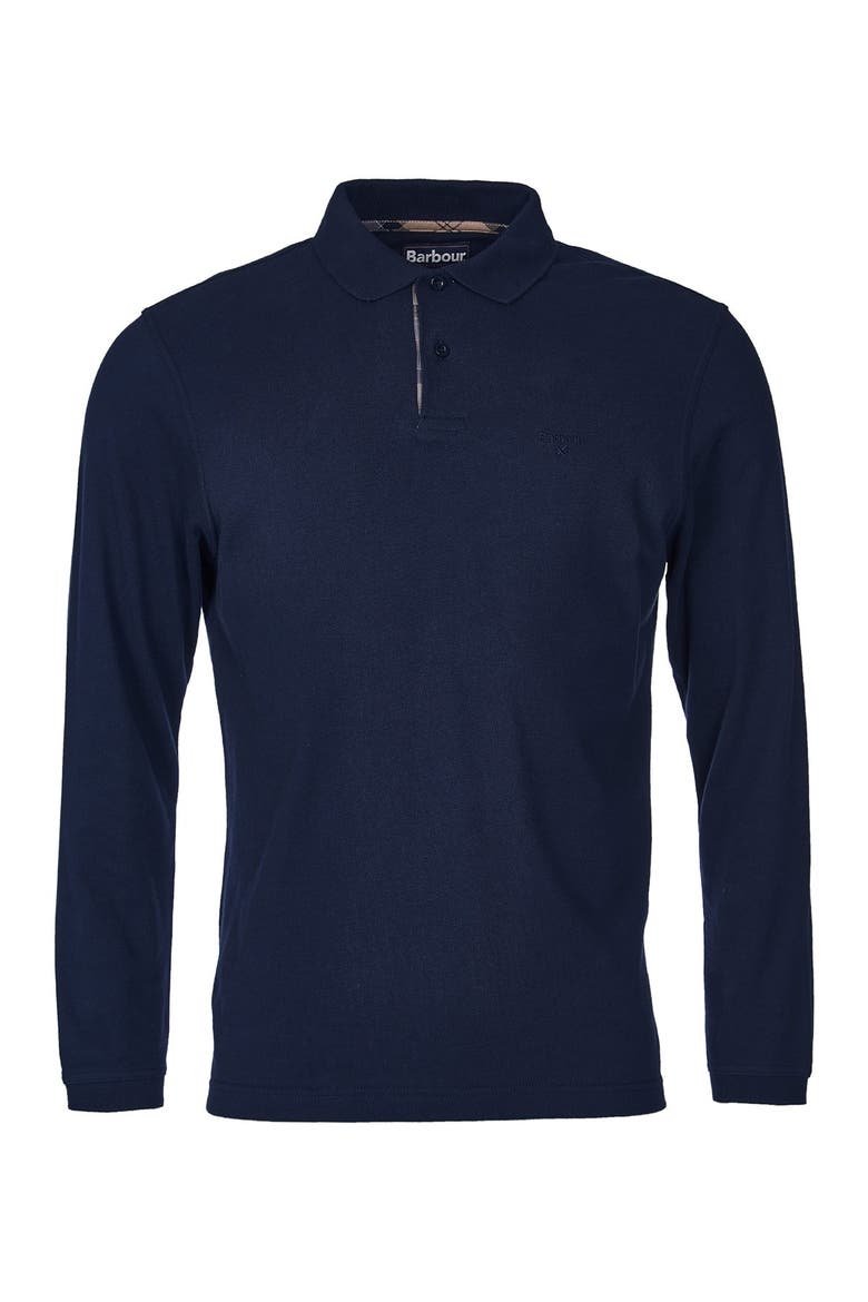 Solid Long Sleeve Sports Polo, Alternate, color, NAVY