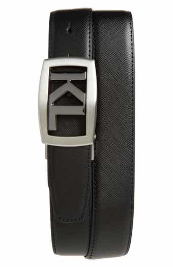 KARL LAGERFELD PARIS KL Logo Buckle Leather Belt