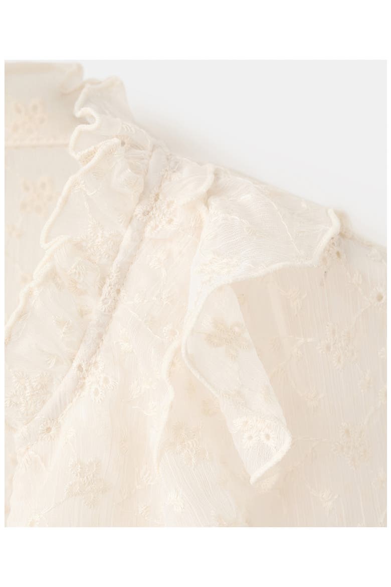 Ruffle Detail Embroidered Top, Alternate, color, ECRU