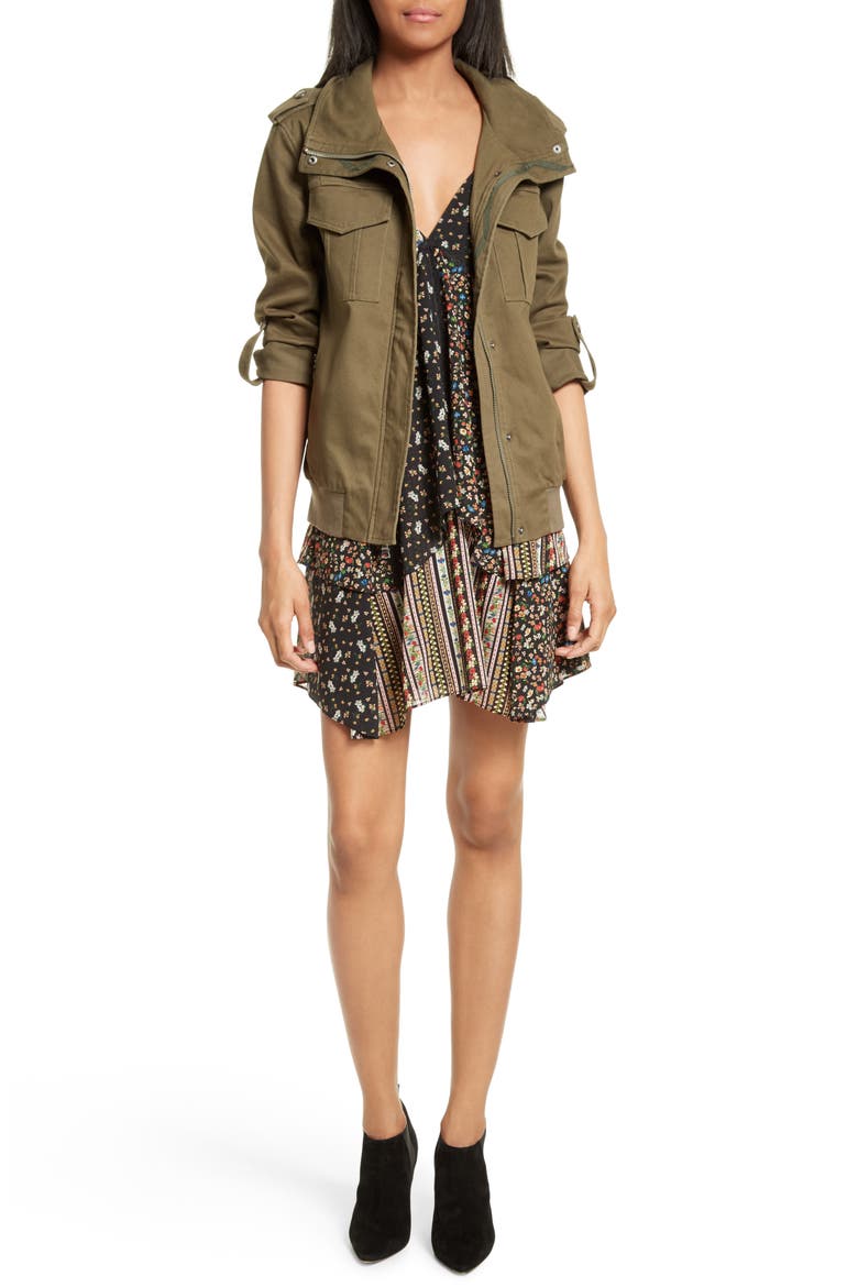 Marvis Embroidered Twill Utility Jacket, Alternate, color, ARMY/ CREAM
