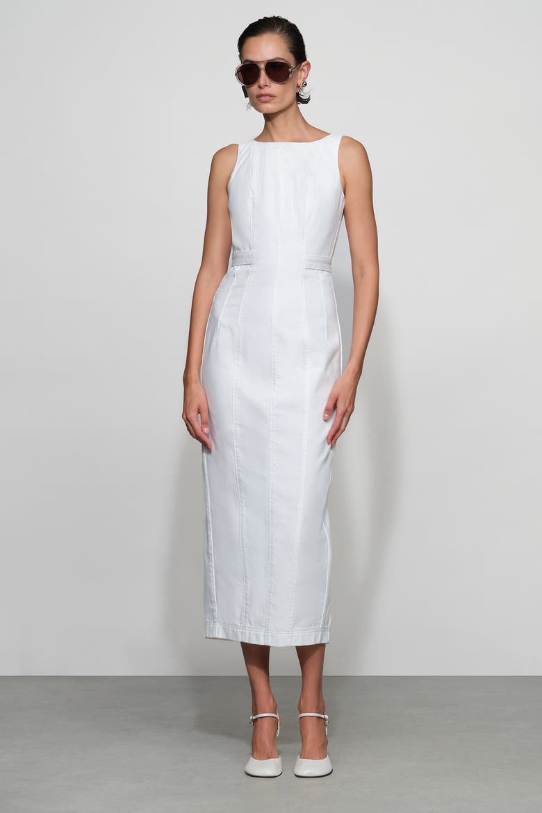 Farley Denim Midi Dress, Alternate, color, White