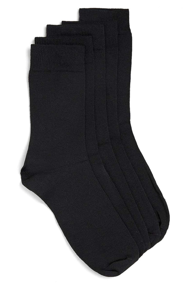 5-Pack Branded Socks, Alternate, color, BLACK