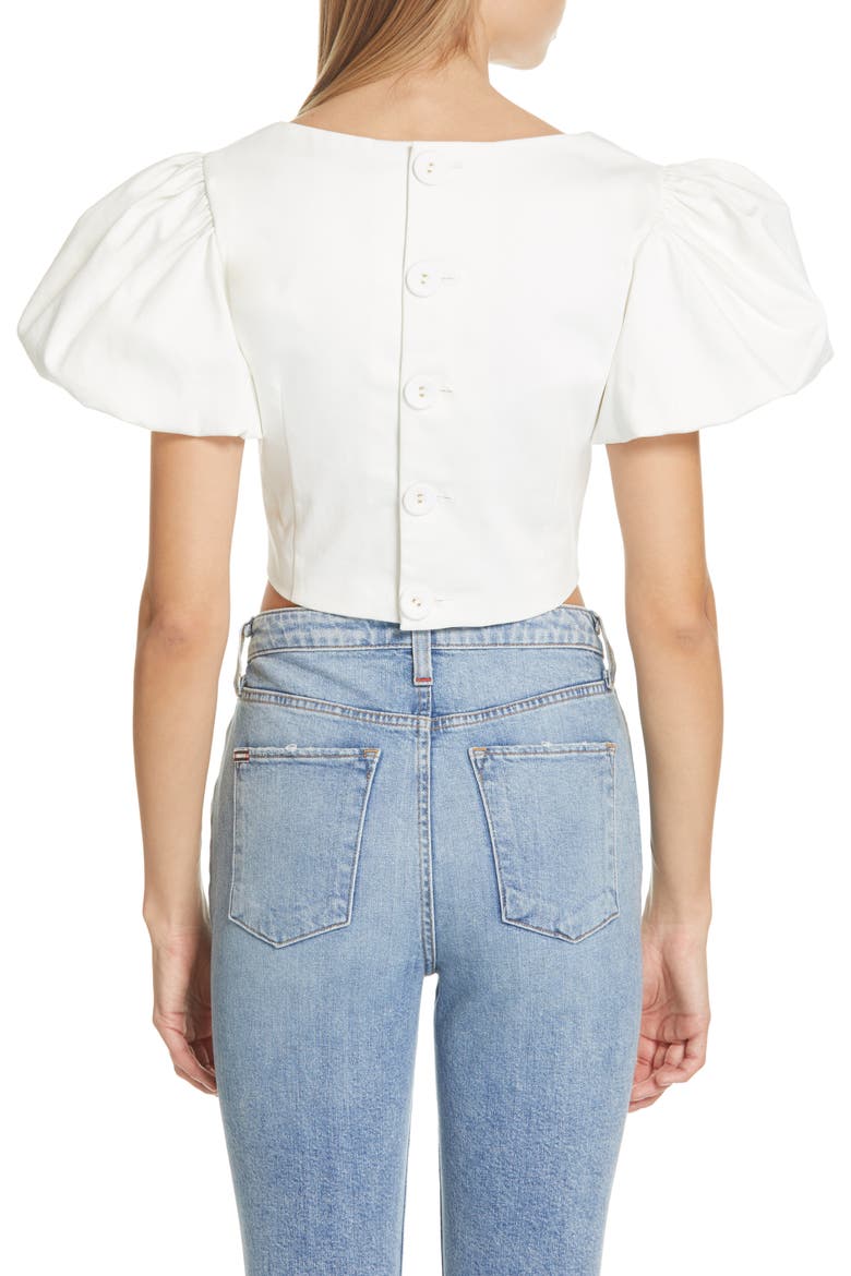 Jacey Stretch Organic Cotton Crop Top, Alternate, color, WHITE