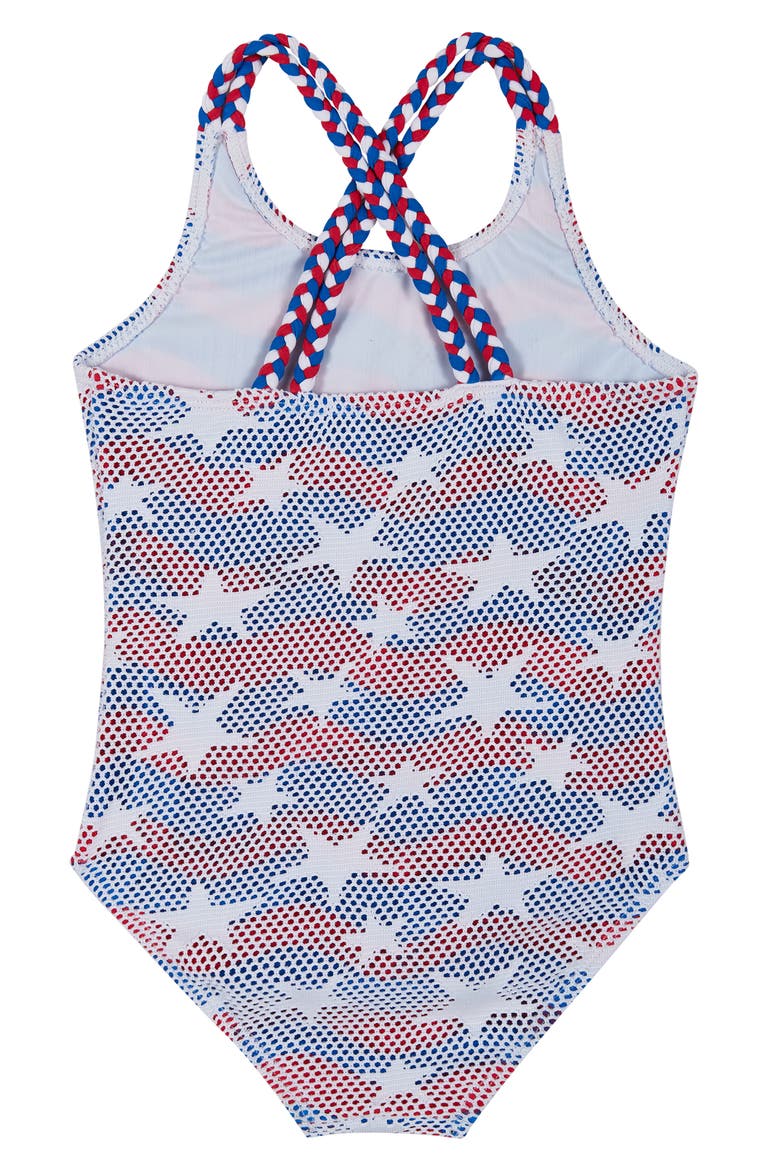 Kids' Mesh Overlay One-Piece Swimsuit, Alternate, color, WHITE