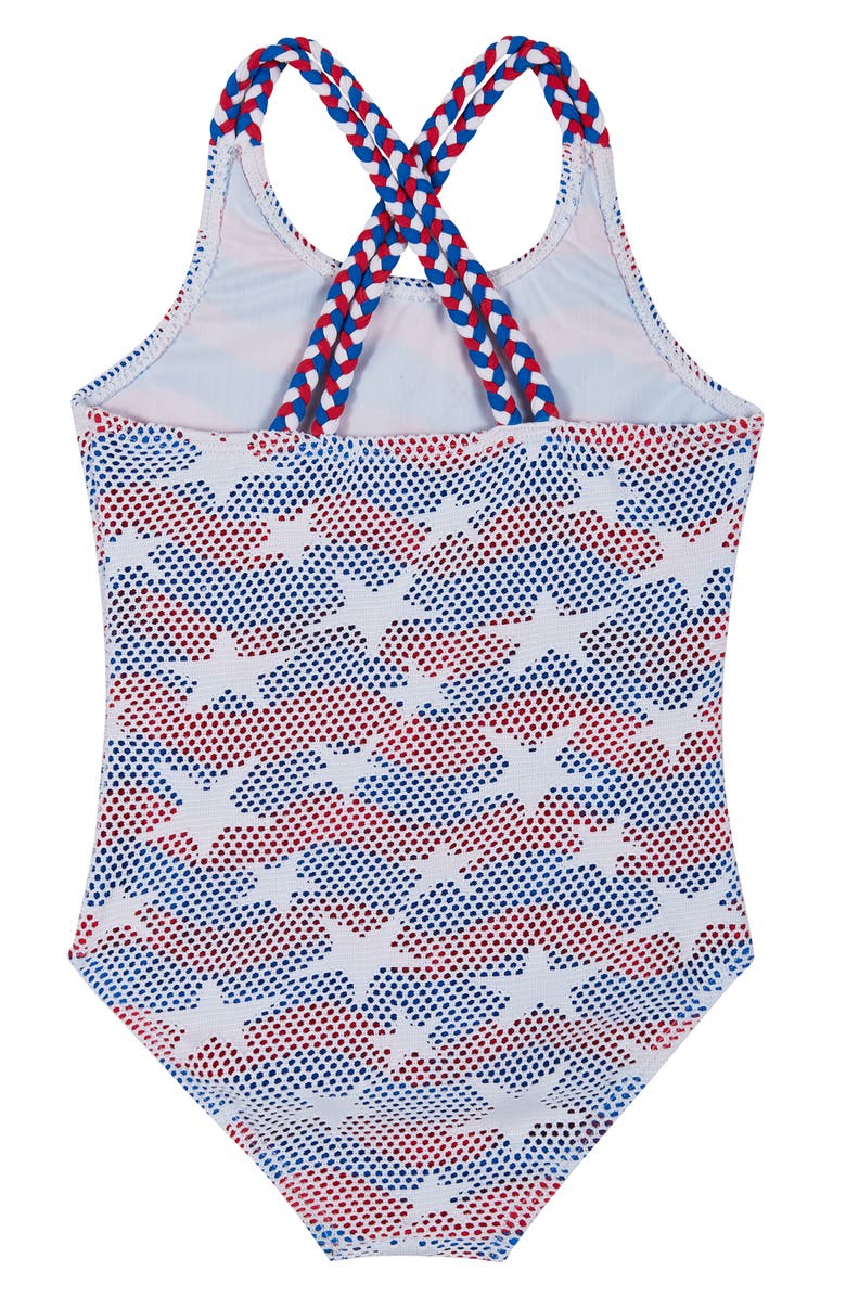 Andy & Evan Kids' Mesh Overlay One-Piece Swimsuit, Alternate, color, 