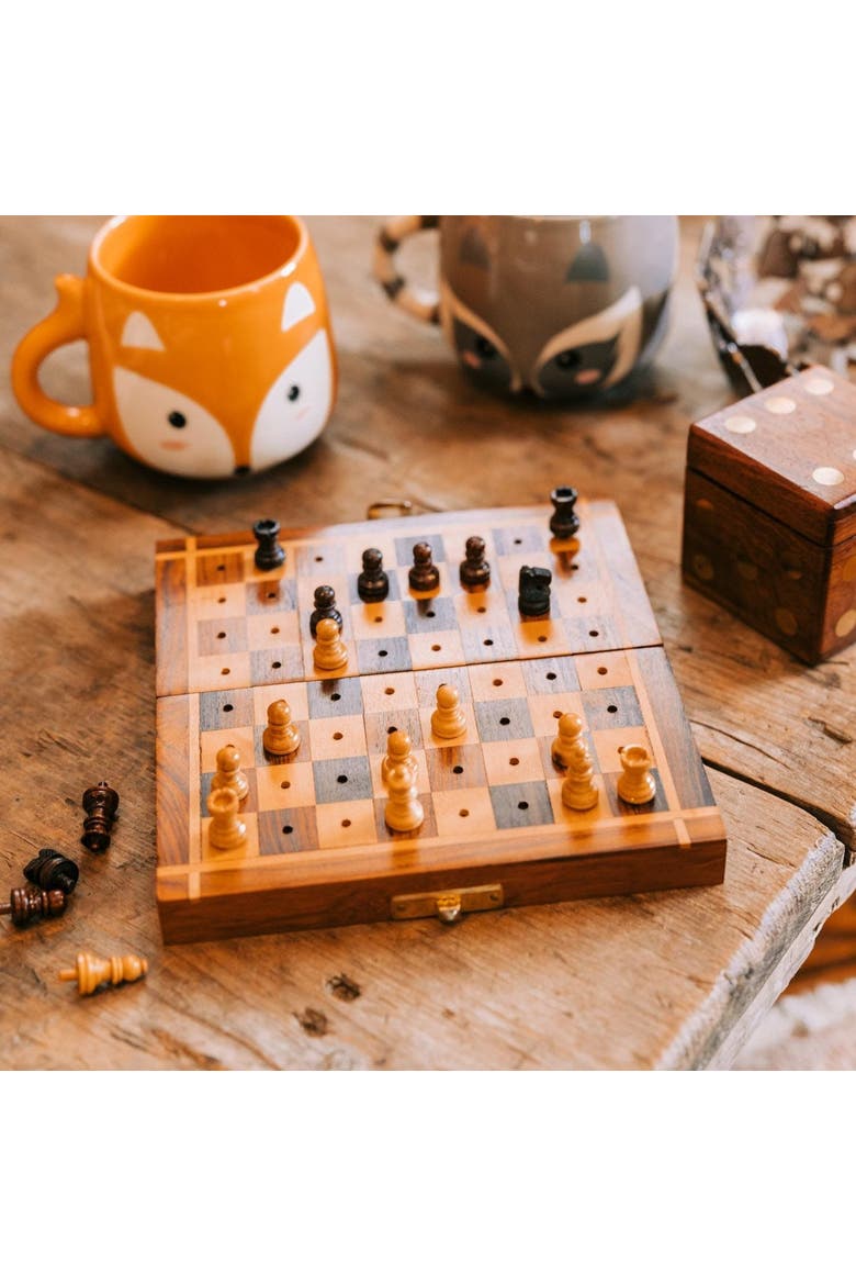 Sheesham Travel Chess Set, Alternate, color, Brown