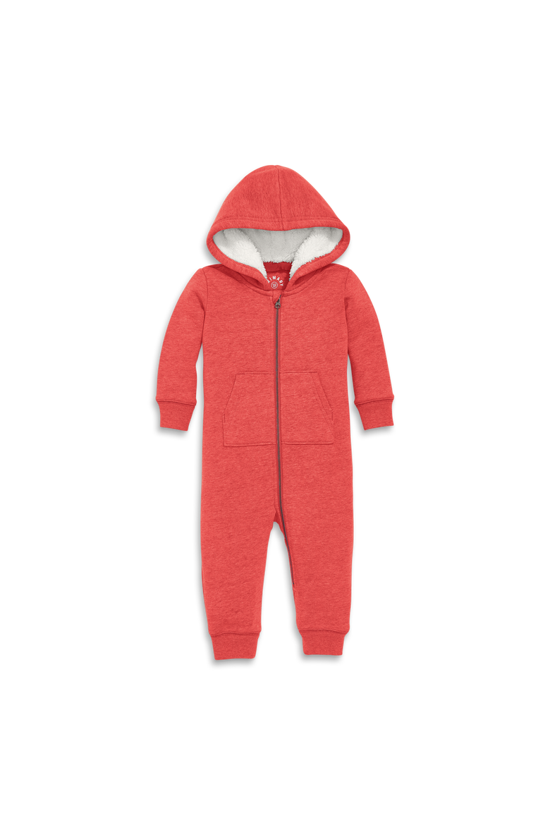 Baby Teddy Fleece-Lined Zip Romper, Main, color, Heather Lollipop