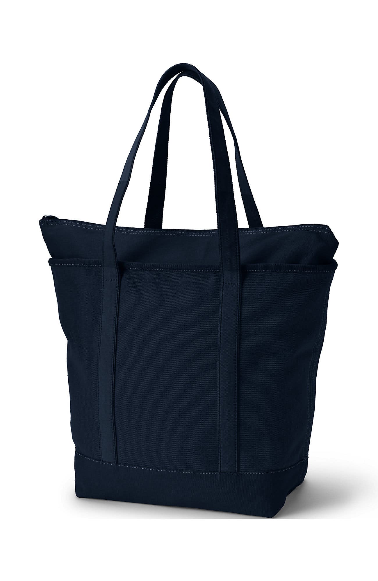 Zip Top Long Handle Canvas Tote Bag, Alternate, color, Radiant Navy