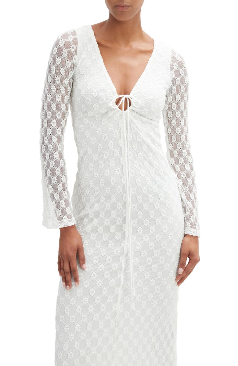 Bardot Talika Floral Mesh Long Sleeve Dress, Alternate, color, Orchid White
