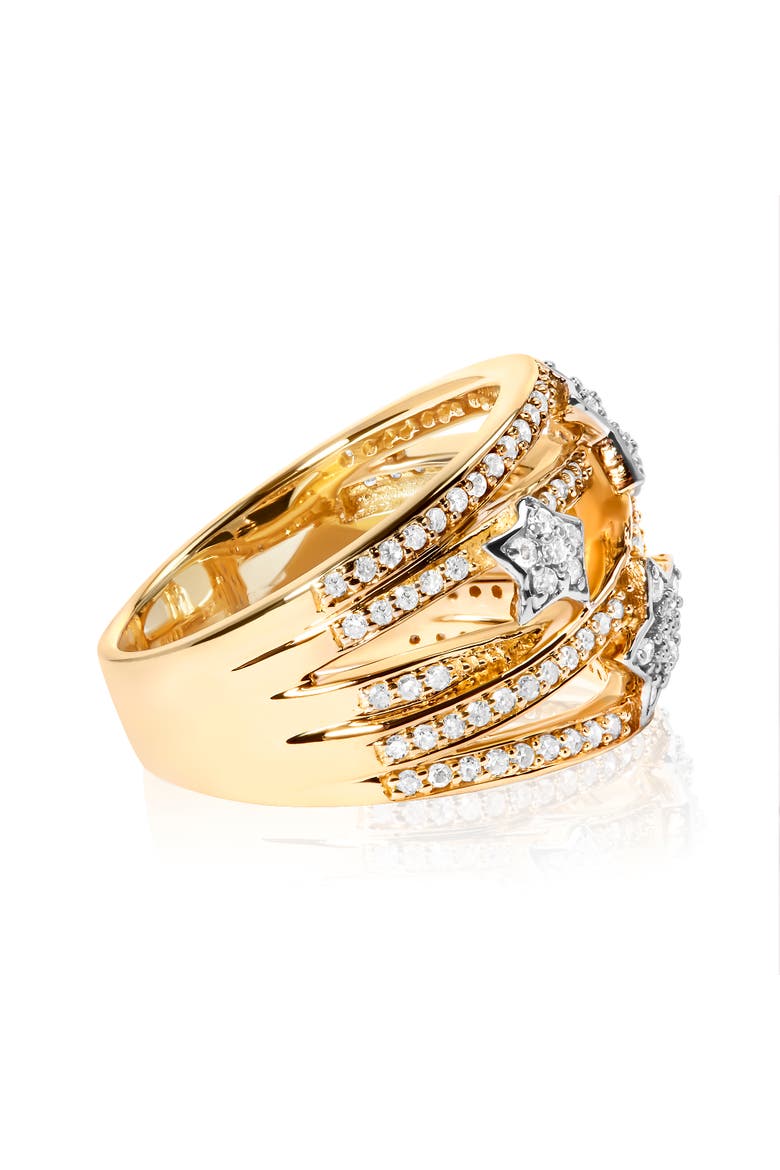 18K Yellow Gold Plated Silver 3/4 Cttw Diamond Star and Galaxy Ring Band, Alternate, color, Yellow Gold over Silver