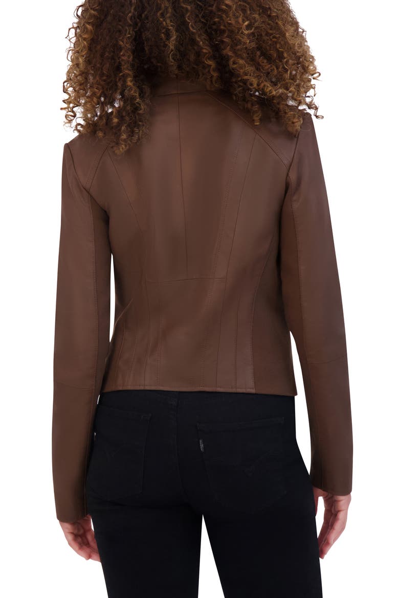 Felix Leather Crop Moto Jacket, Alternate, color, SEPIA