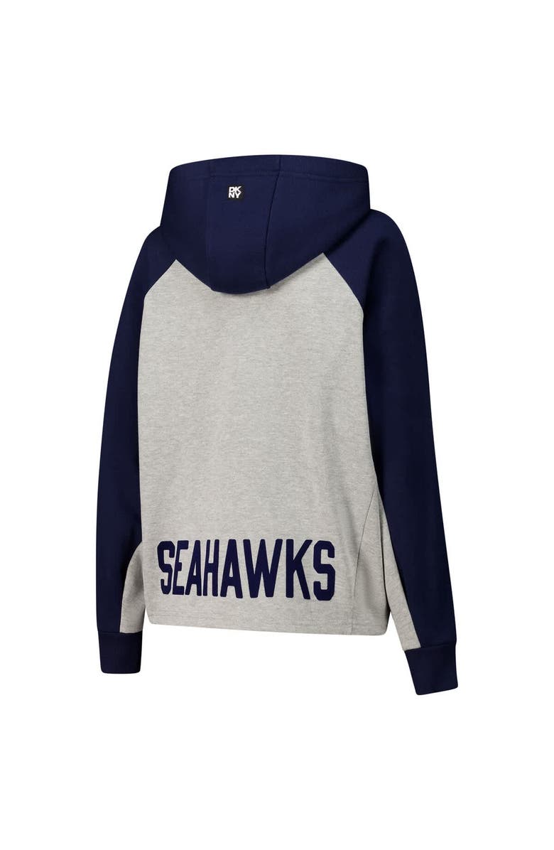 DKNY SPORT Women
s DKNY Sport Gray/College Navy Seattle Seahawks Joy Cropped Raglan Pullover Hoodie, Alternate, color, Gray