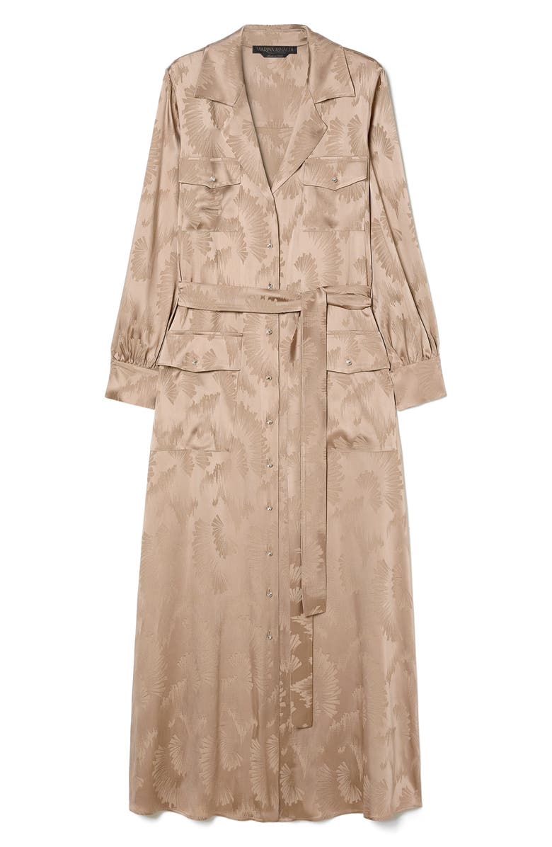 Marina Rinaldi Ottimo Fan Jacquard Long Sleeve Shirtdress, Alternate, color, Beige