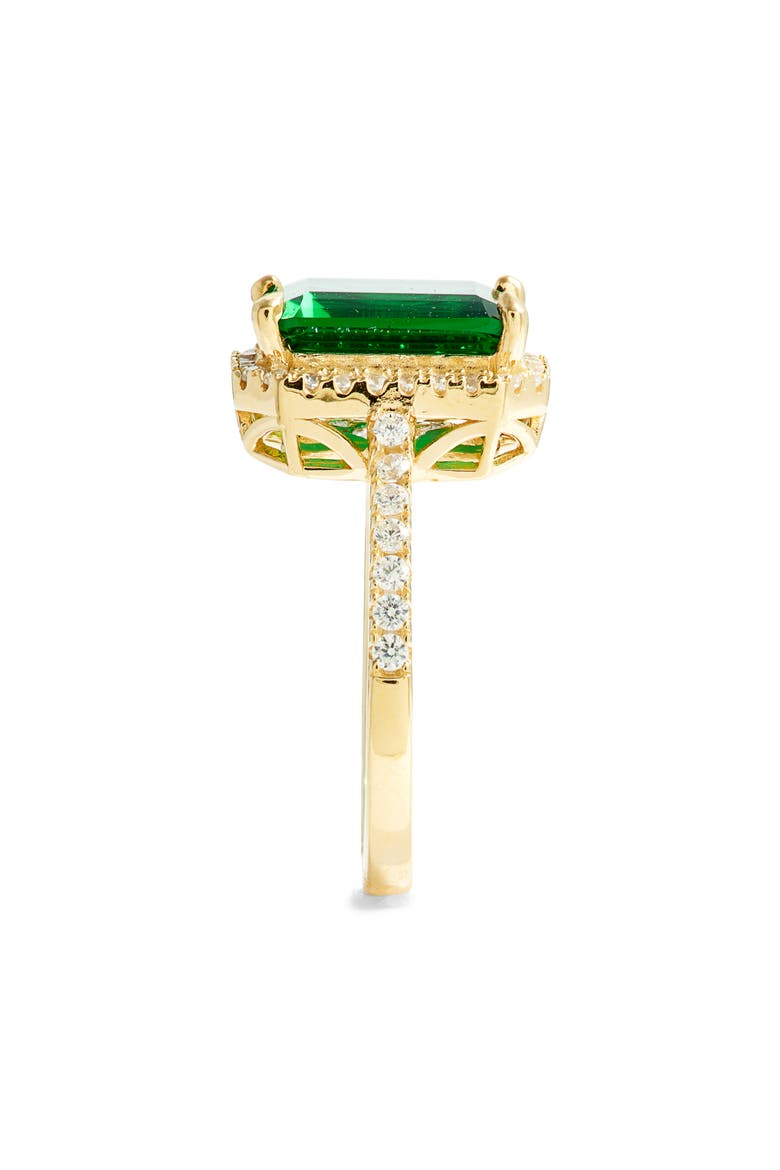 14K Gold Plated Sterling Silver Emerald Cubic Zirconia Ring, Alternate, color, GREEN