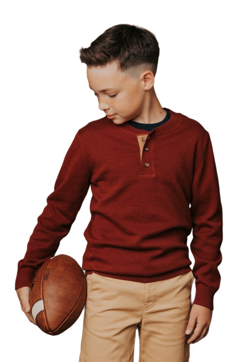 Hope & Henry Boys' Organic Sweater Henley with Elbow Patches, Kids, Alternate, color,