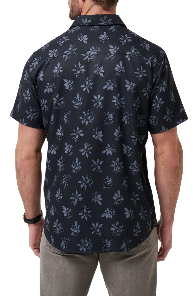 TravisMathew Seamate Floral Short Sleeve Button-Up Shirt, Alternate, color, Black
