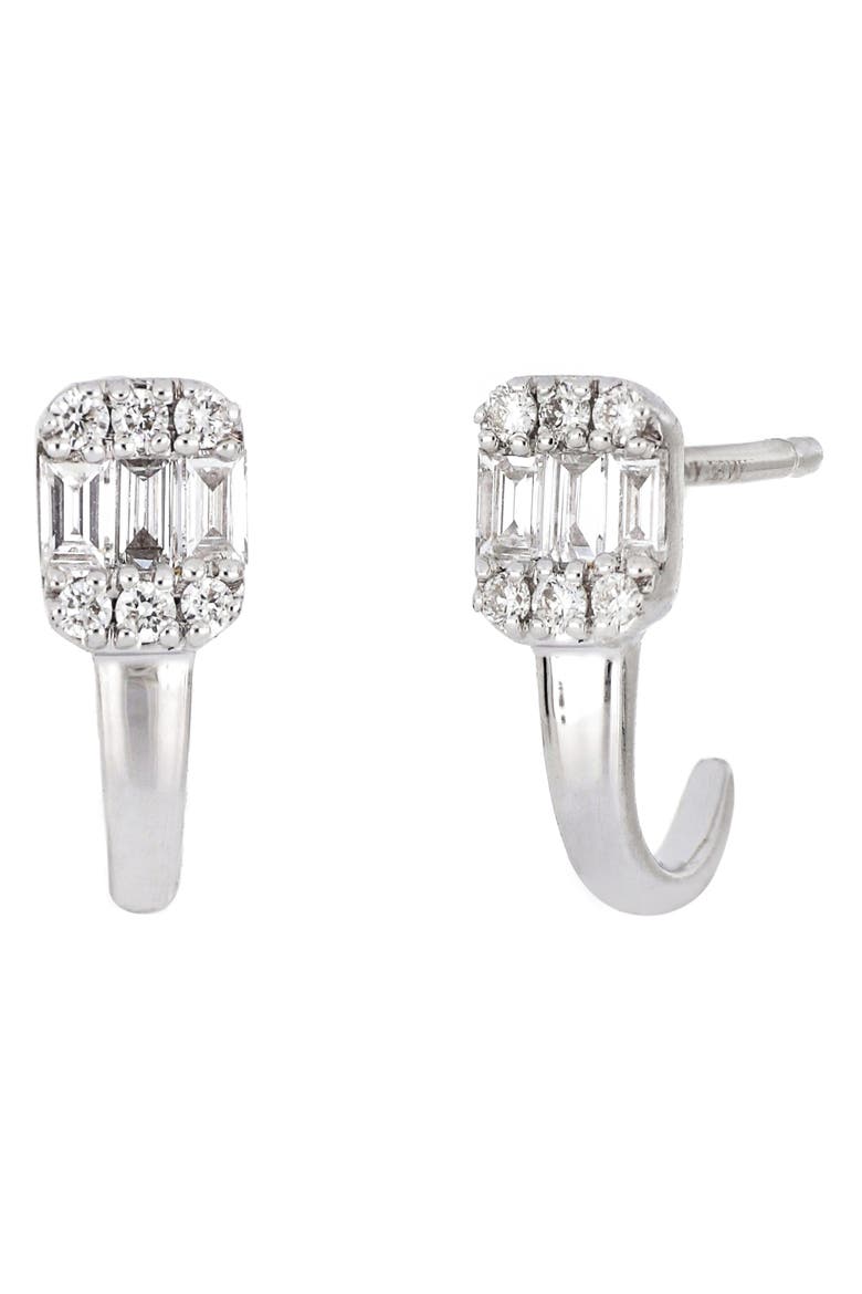 Mika Diamond Huggie Hoop Earrings (Nordstrom Exclusive), Alternate, color, 18K WHITE GOLD