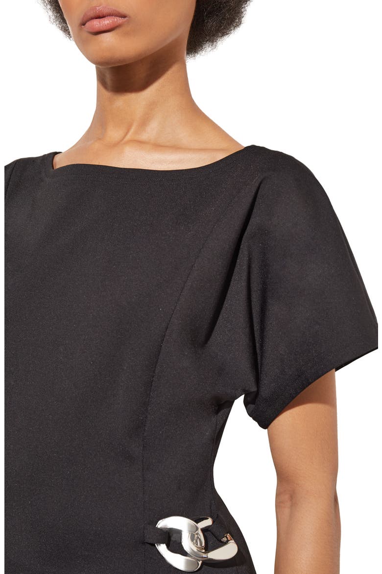 Asymmetric Midi Dress, Alternate, color, BLACK