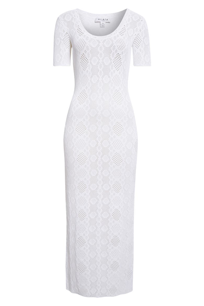 Openwork Python Lace Dress, Alternate, color, BLANC