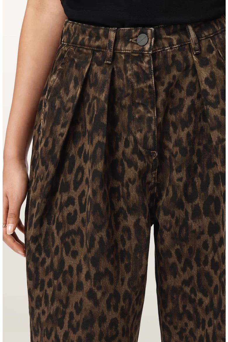 Becca Pleated Cotton Blend Trousers, Alternate, color, LEPPO BROWN