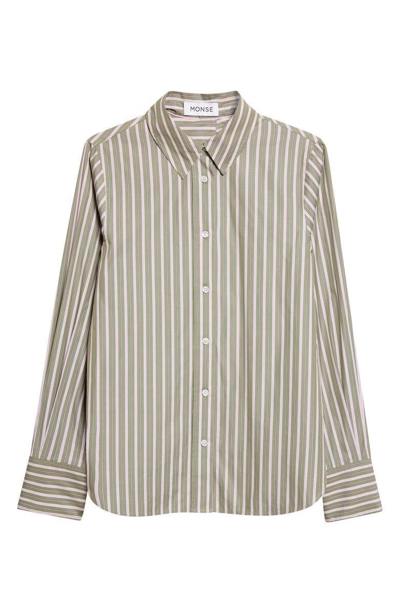 MONSE Back Cascade Stripe Button-Up Shirt, Alternate, color, Sage/ Multi