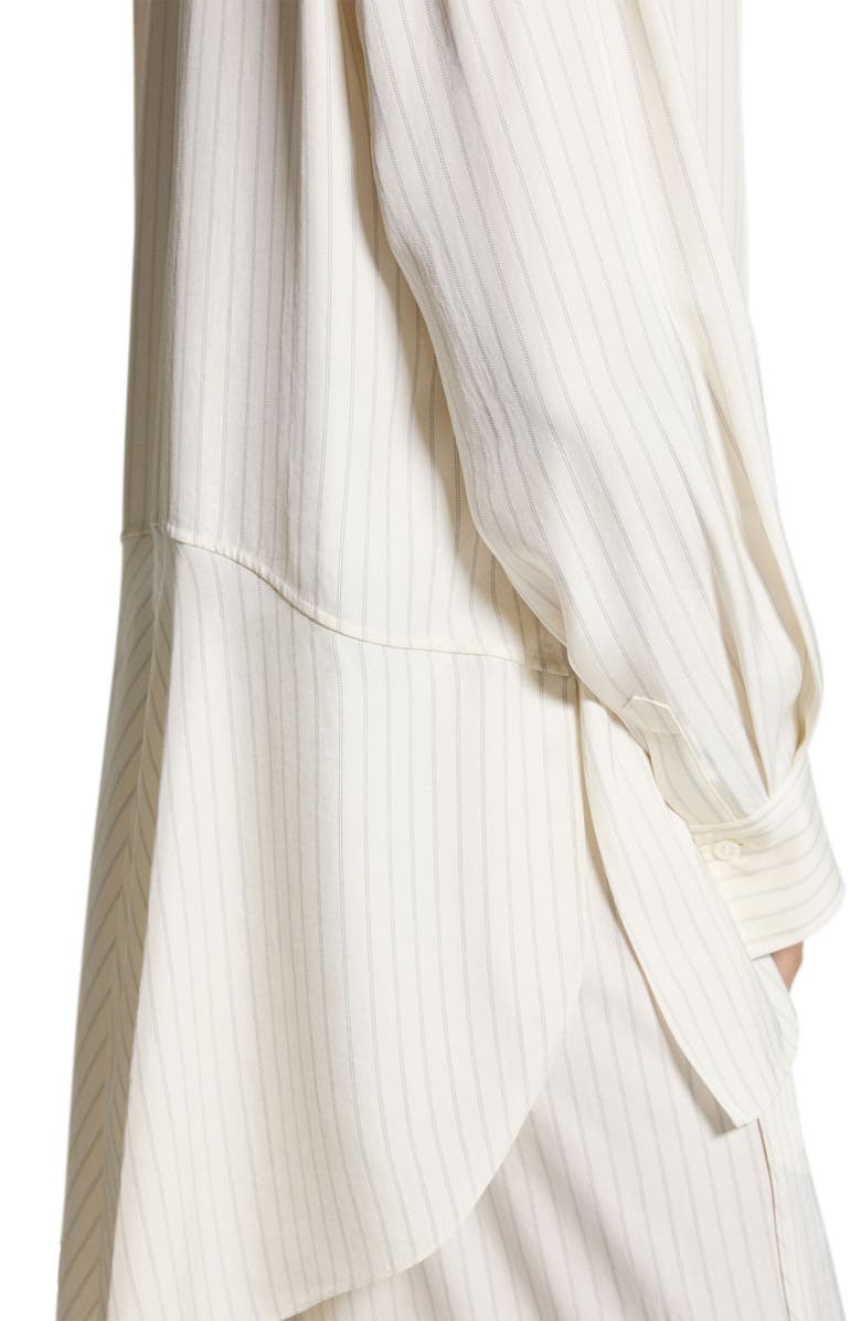 Theory Stripe High-Low Button-Up Shirt, Alternate, color, Rice Multi