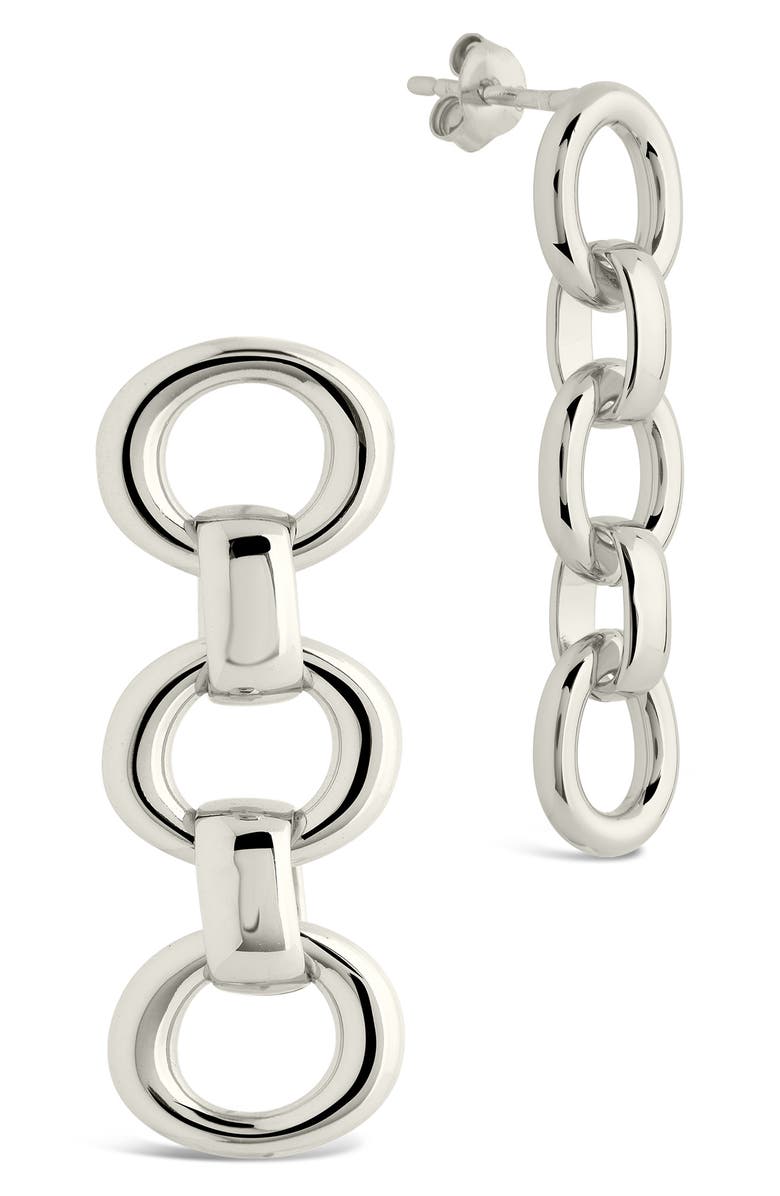 Sterling Forever Frankie Chain Linear Drop Earrings, Main, color, Silver
